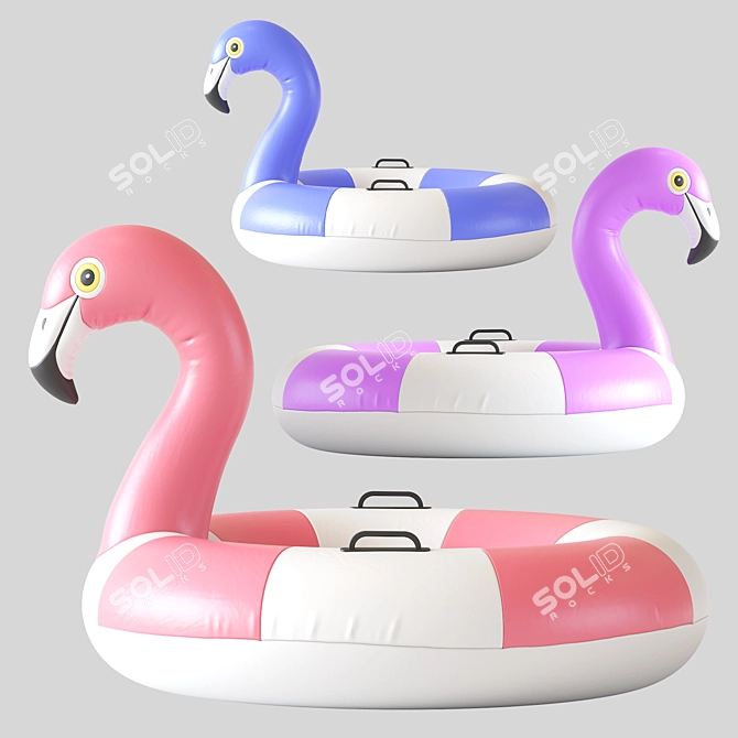 Inflatable Pink Flamingo Pool Float 3D model image 4