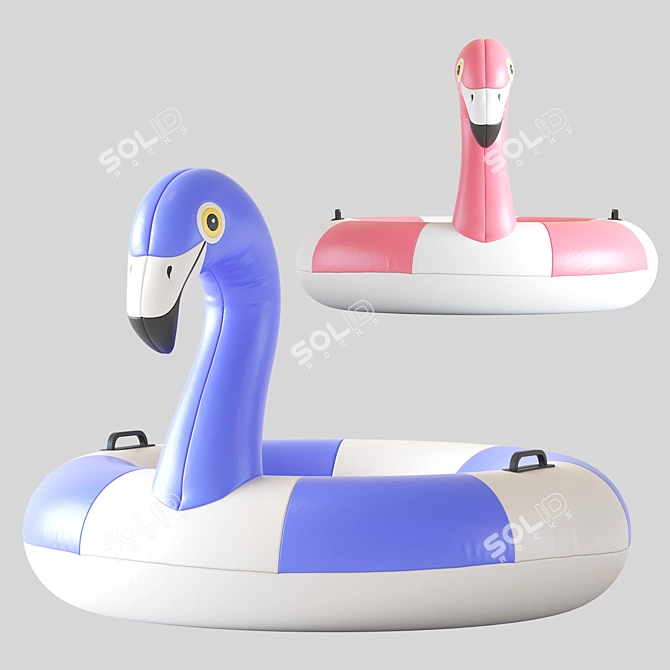 Inflatable Pink Flamingo Pool Float 3D model image 6