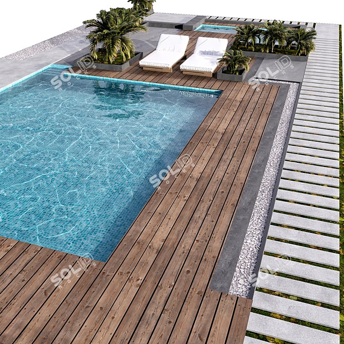 Visualize Water Pool Landscape 3D model image 2