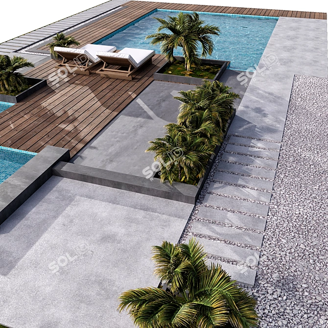 Visualize Water Pool Landscape 3D model image 3