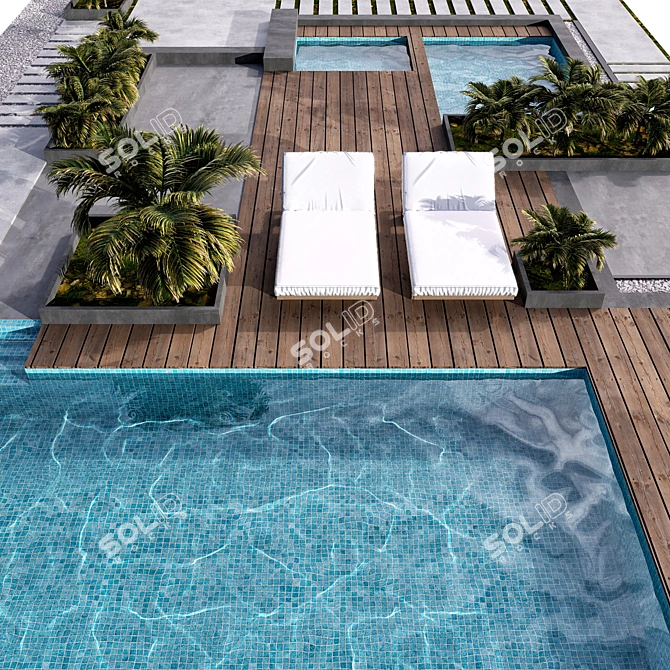 Visualize Water Pool Landscape 3D model image 4