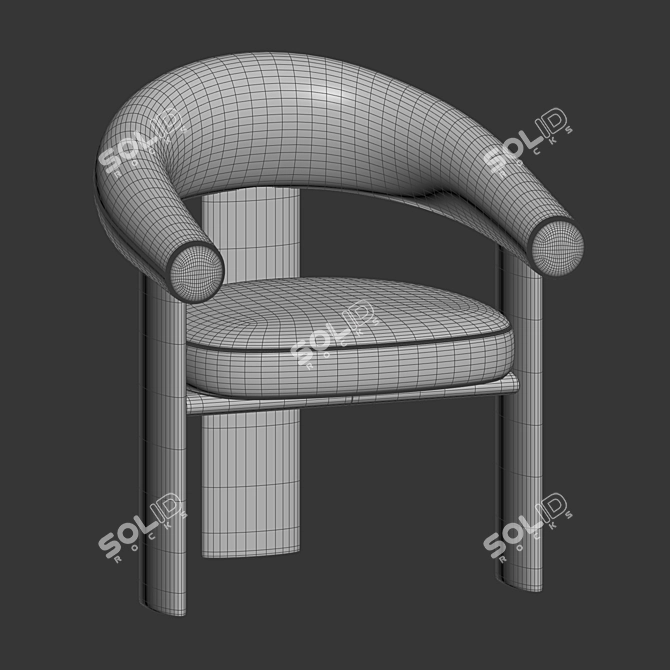 Elegant Bracci Dining Armchair 3D model image 4