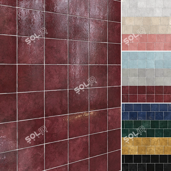 Artisan Ceramic Tiles Set 038 3D model image 1