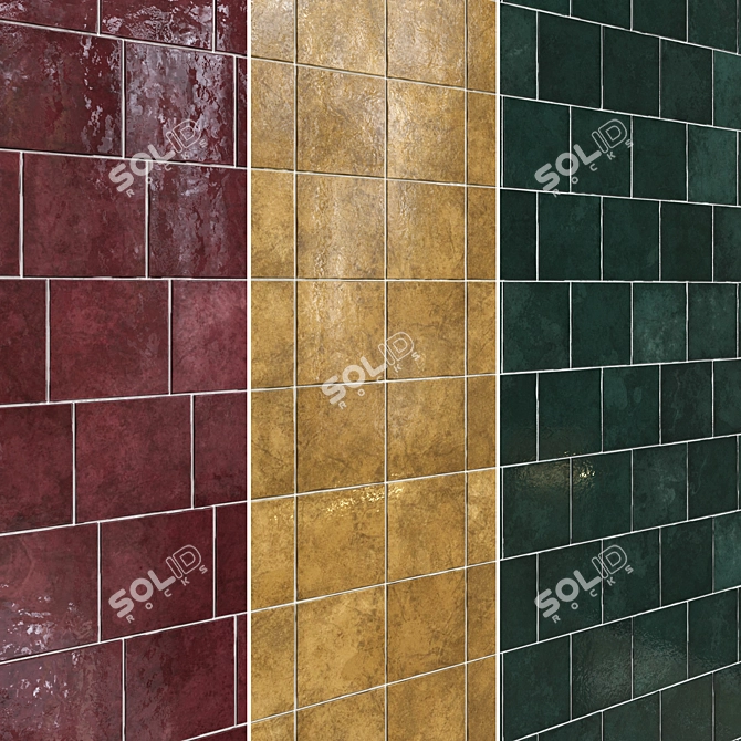 Artisan Ceramic Tiles Set 038 3D model image 2