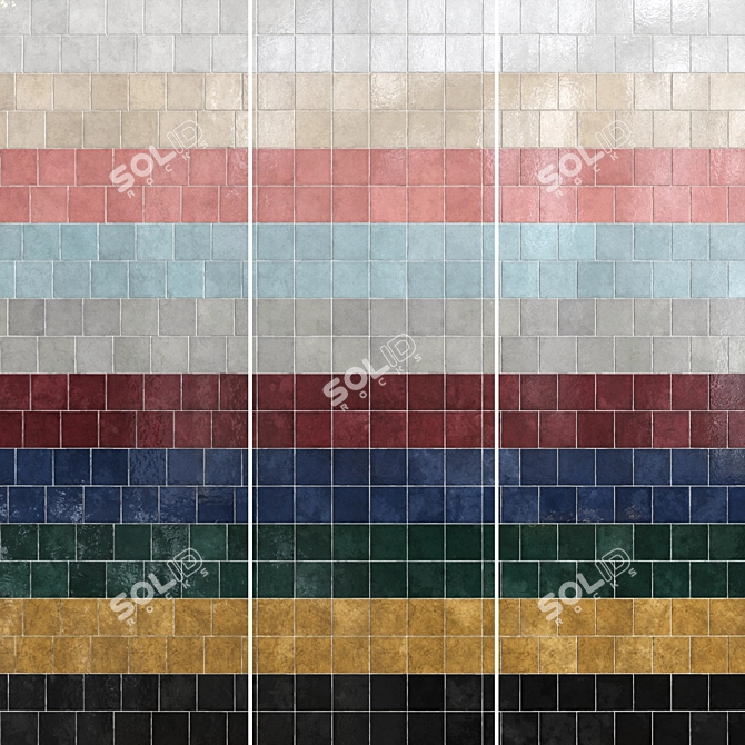 Artisan Ceramic Tiles Set 038 3D model image 3