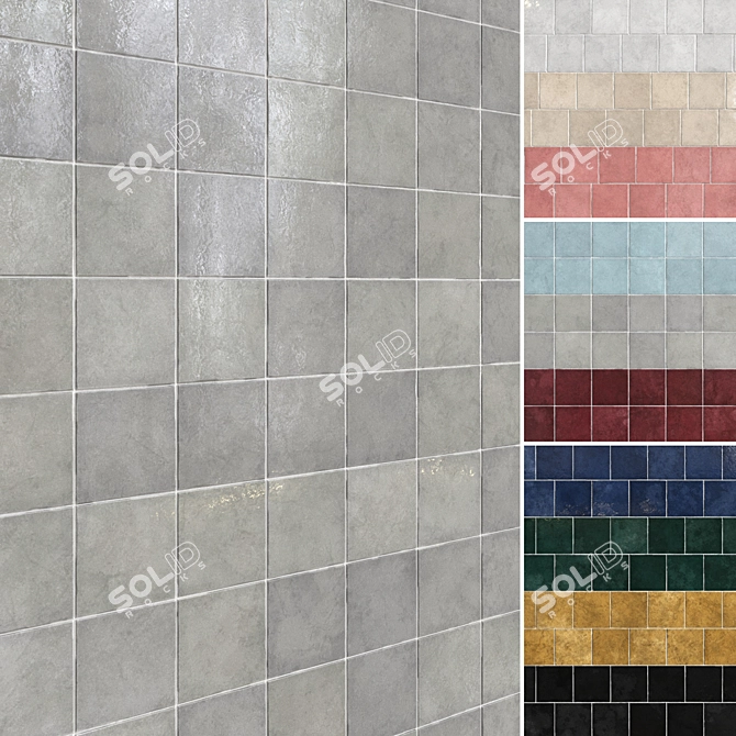 Artisan Ceramic Tiles Set 038 3D model image 6