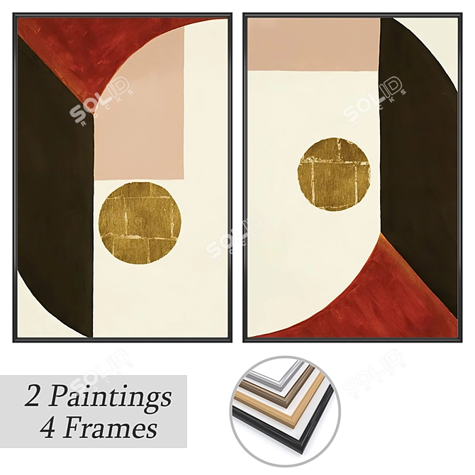 Gallery Art Set with Frames 3D model image 1