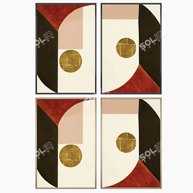 Gallery Art Set with Frames 3D model image 2