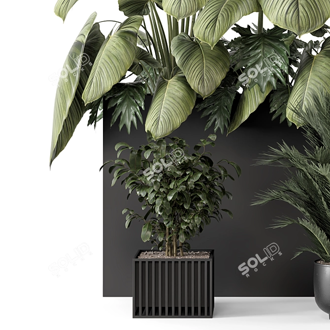 Metal Pot Outdoor Bush Set 3D model image 3