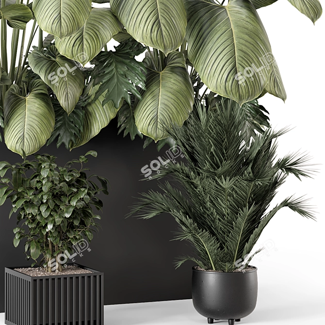 Metal Pot Outdoor Bush Set 3D model image 4