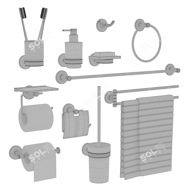 Modern Black Chrome Bathroom Accessories 3D model image 3