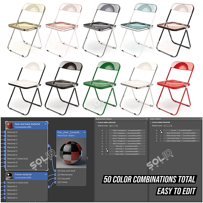 Plia Vintage Folding Chair 3D model image 2