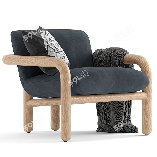 Modern West Elm Benson Chair 3D model image 2