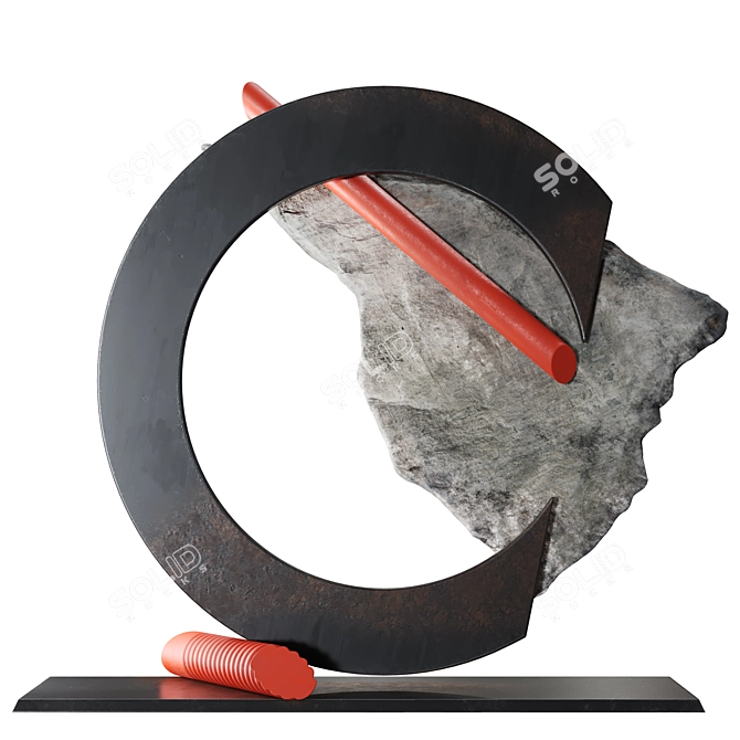 Modern Metal and Stone Sculpture 3D model image 3