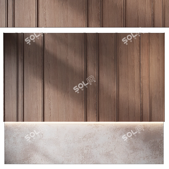 Wooden Wall Panel Set 225 3D model image 1