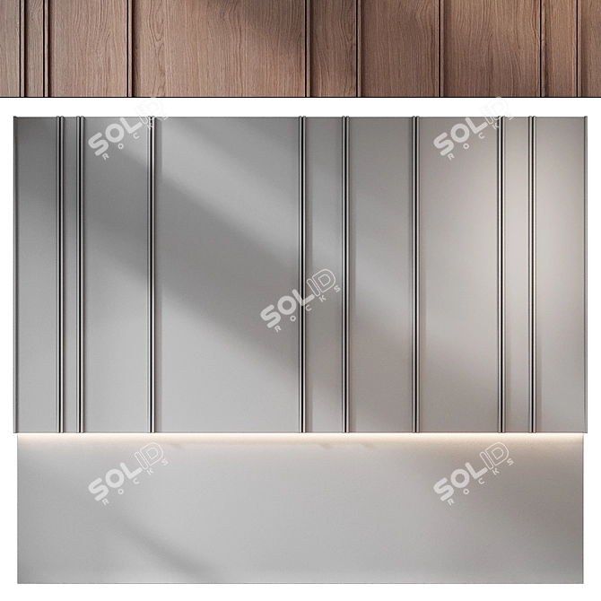 Wooden Wall Panel Set 225 3D model image 2