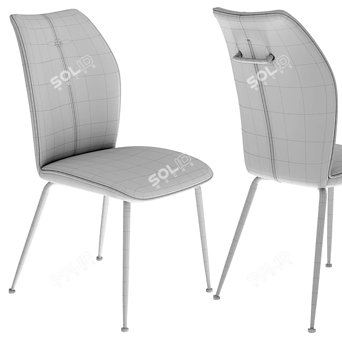 Berlin Chair Melange Gray Leather 3D model image 5