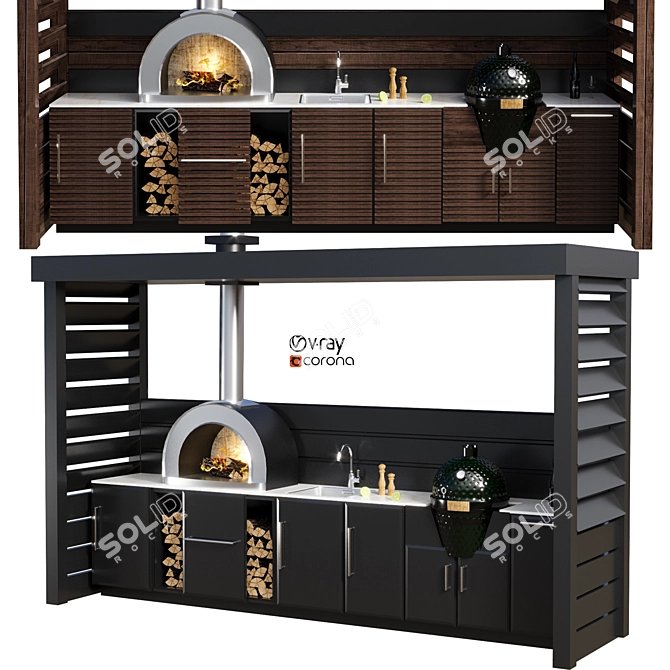 Versatile Outdoor Kitchen Unit 3D model image 1