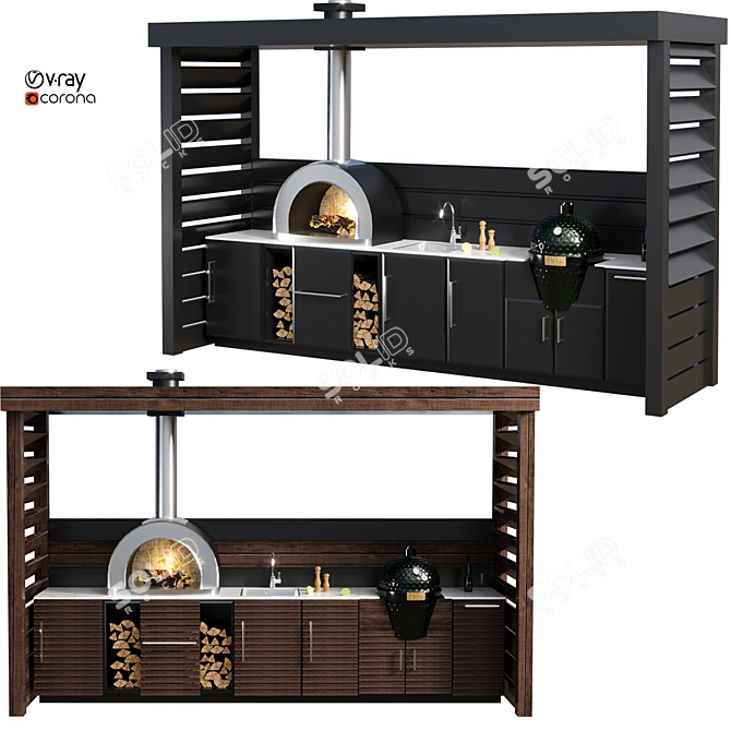 Versatile Outdoor Kitchen Unit 3D model image 2