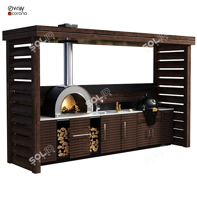 Versatile Outdoor Kitchen Unit 3D model image 3