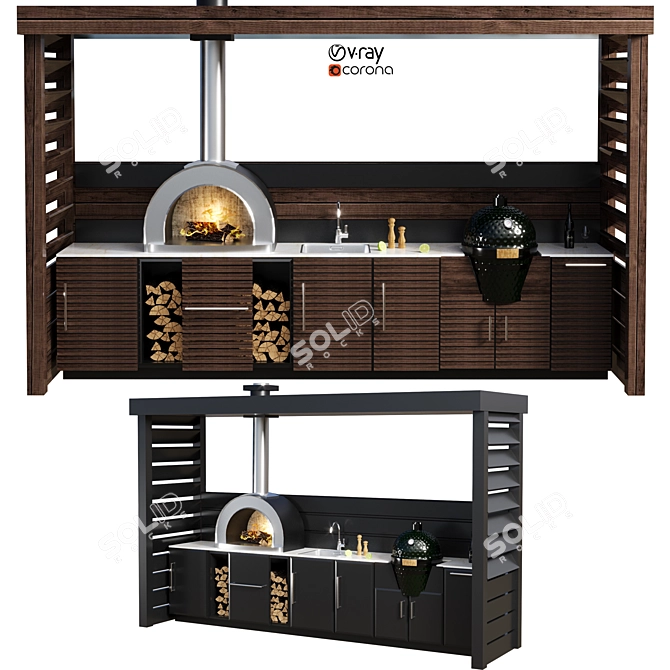 Versatile Outdoor Kitchen Unit 3D model image 6