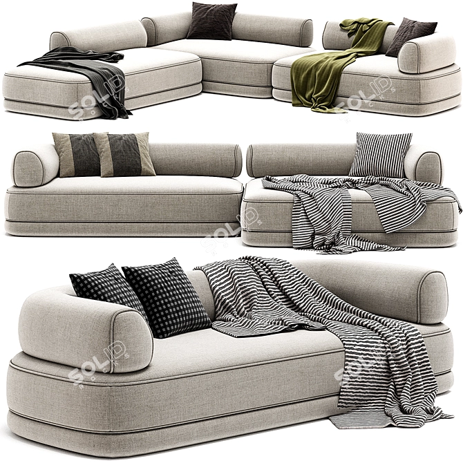 Modern Bumper Sectional: Stylish Comfort 3D model image 1