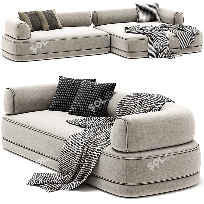 Modern Bumper Sectional: Stylish Comfort 3D model image 3