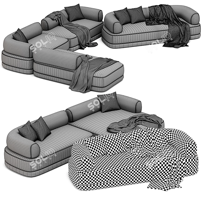 Modern Bumper Sectional: Stylish Comfort 3D model image 6