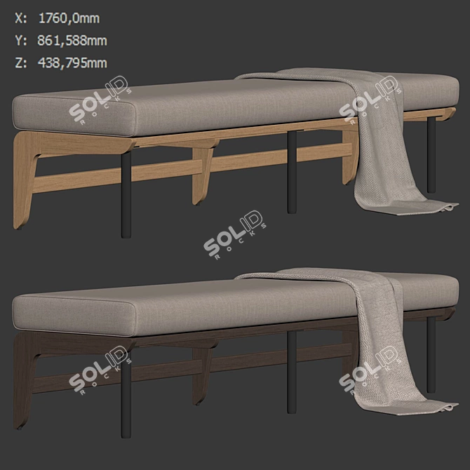 Teak Haven Outdoor Dining Bench 3D model image 5