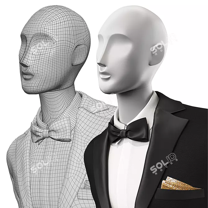 Wedding Mannequin Display Set 3D model image 2