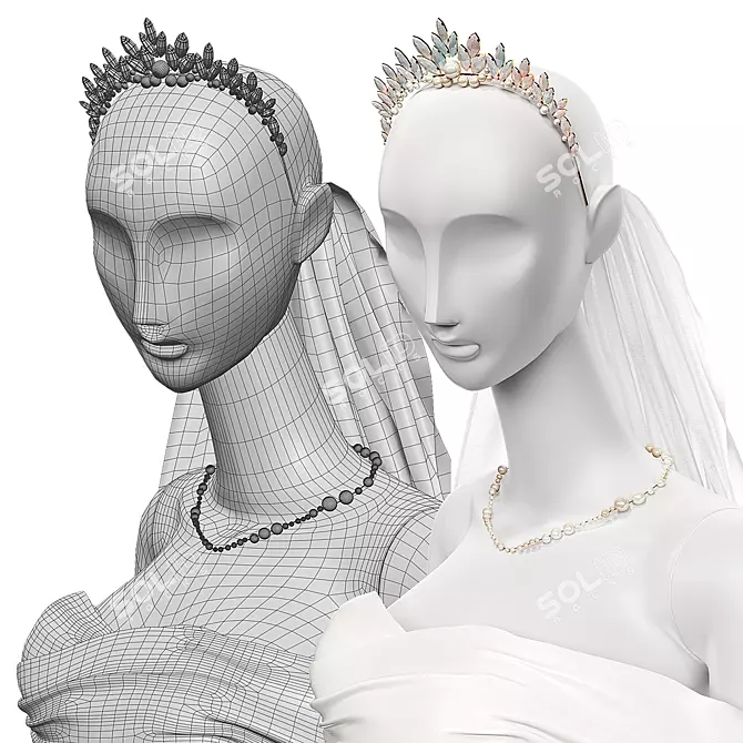 Wedding Mannequin Display Set 3D model image 3