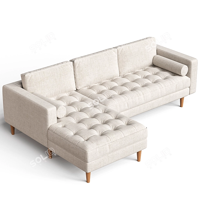 Dennes Leather Sectional Sofa 3D model image 3