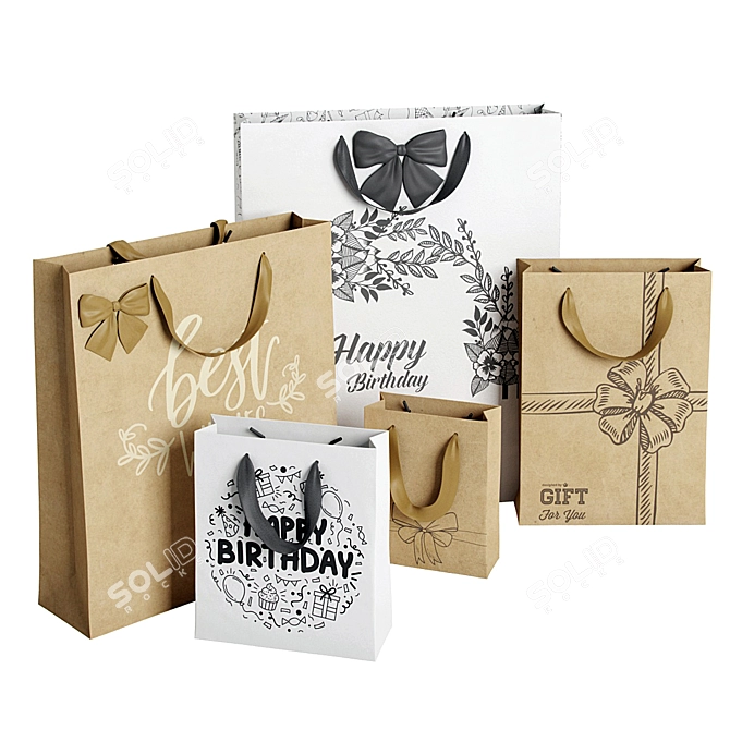 Versatile Paper Bags Set 3D model image 1