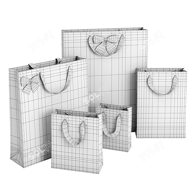 Versatile Paper Bags Set 3D model image 7