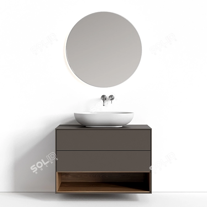 Designer Wall-Mounted Bathroom Vanity 3D model image 4