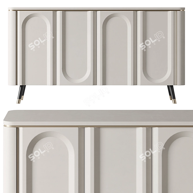 Curved Front Buffet Cabinet 3D model image 1