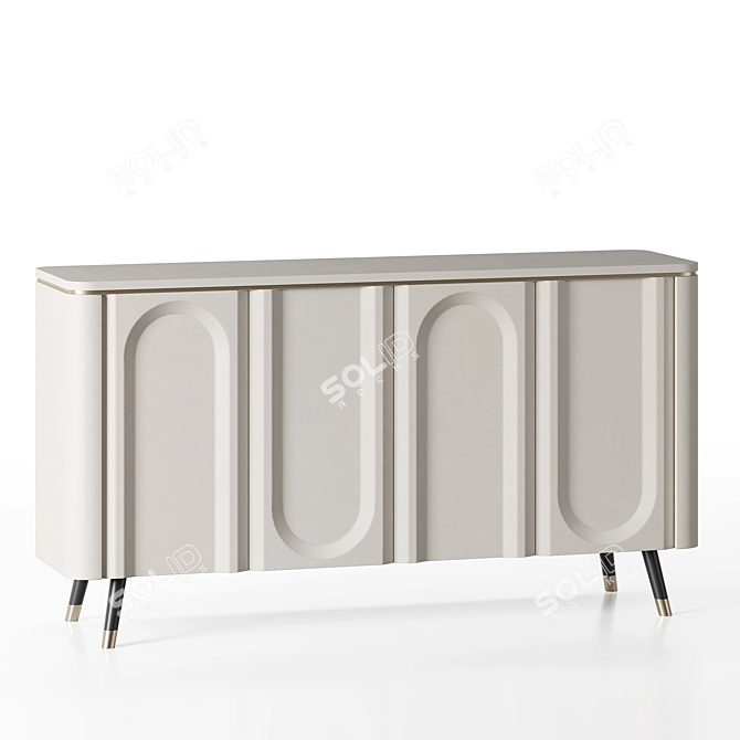 Curved Front Buffet Cabinet 3D model image 2