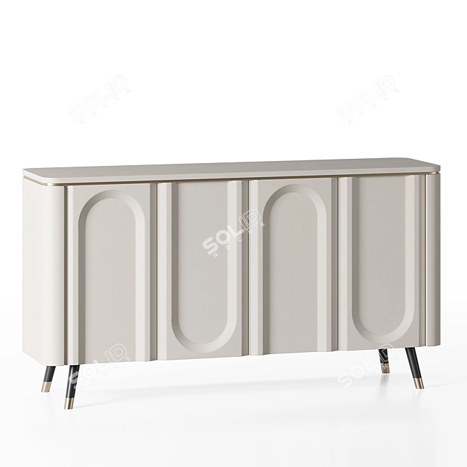 Curved Front Buffet Cabinet 3D model image 4