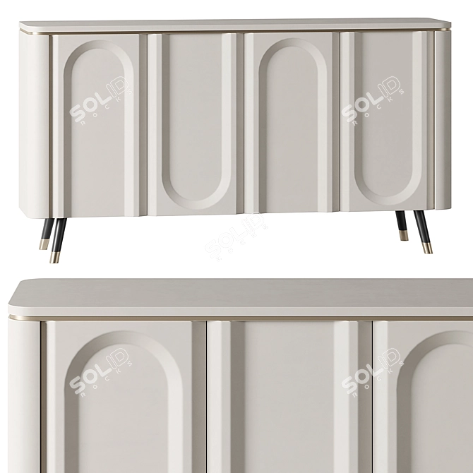 Curved Front Buffet Cabinet 3D model image 7