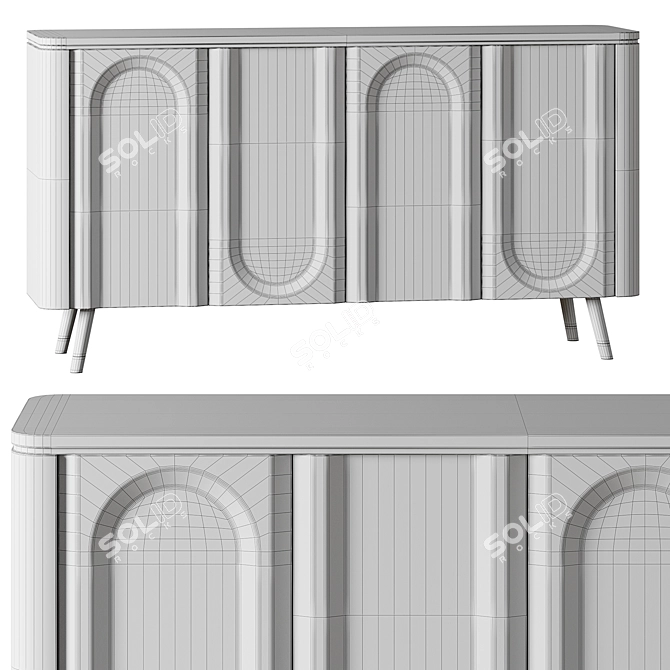 Curved Front Buffet Cabinet 3D model image 8