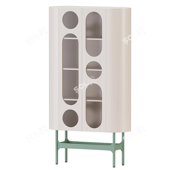 Modern Rounded Cabinet with Windows 3D model image 1