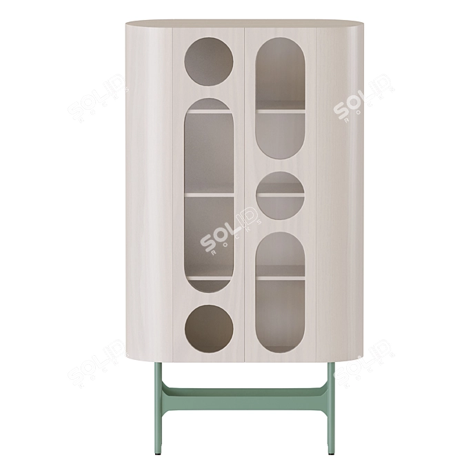 Modern Rounded Cabinet with Windows 3D model image 2