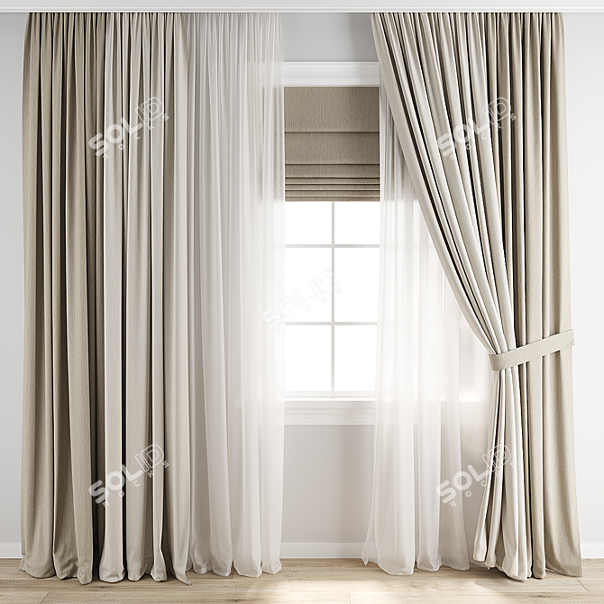  3D Curtain Model Kit 3D model image 1