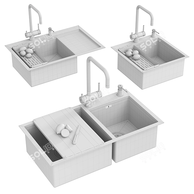 Gerhans Stainless Steel Kitchen Sink 3D model image 2