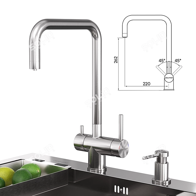 Gerhans Stainless Steel Kitchen Sink 3D model image 19