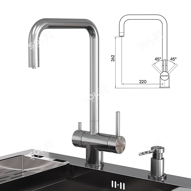 Gerhans Stainless Steel Kitchen Sink 3D model image 29