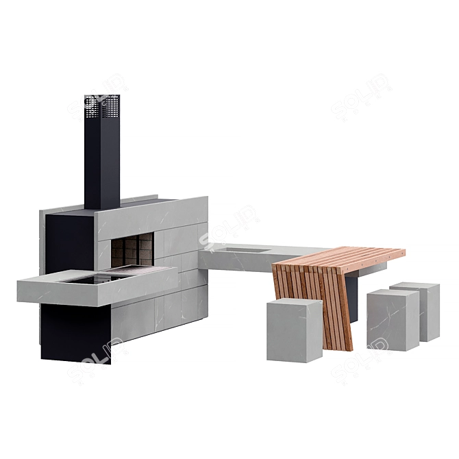 Piasentina Outdoor Kitchen Module 3D model image 4