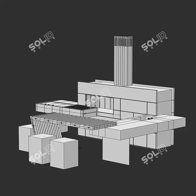 Piasentina Outdoor Kitchen Module 3D model image 5