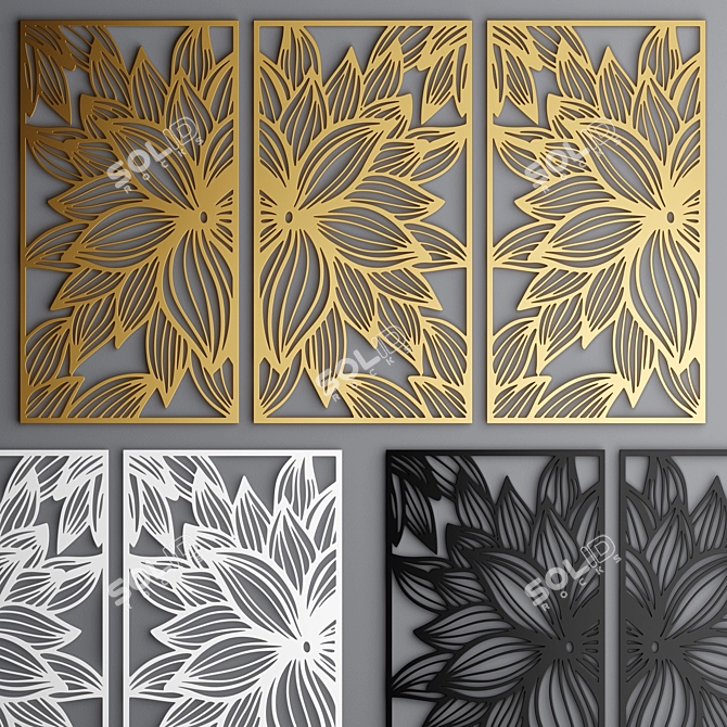 Triptych v8 Wall Art Panel 3D model image 2