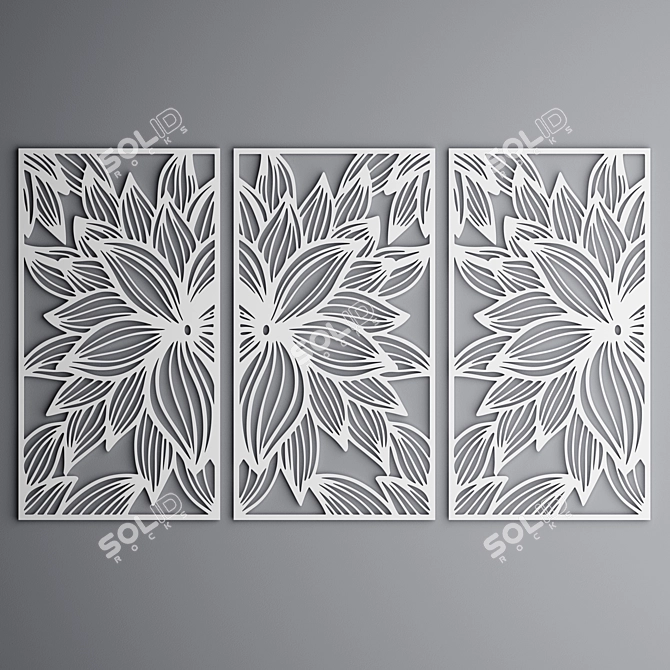 Triptych v8 Wall Art Panel 3D model image 3